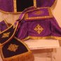 Purple Chasuble Vestment Fiddleback 5 Pieces NEW, Maniple,Stole,Veil,Burse Latin