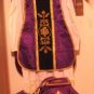 Purple Chasuble Vestment Fiddleback 5 Pieces NEW, Maniple,Stole,Veil,Burse Latin