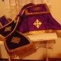 Purple Chasuble Vestment Fiddleback 5 Pieces NEW, Maniple,Stole,Veil,Burse Latin