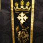 Black Fiddleback Chasuble Requiem Mass Vestment Set+Veil,Maniple,Stole,Burse