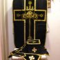 Black Fiddleback Chasuble Requiem Mass Vestment Set+Veil,Maniple,Stole,Burse