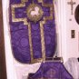 Purple Chasuble Set Vestment Fiddleback 5 Pieces NEW, Maniple,Stole,Veil,Burse