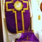 Purple Chasuble Set Vestment Fiddleback 5 Pieces NEW, Maniple,Stole,Veil,Burse