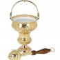 Catholic Ornate Holy Water Pot Polished Brass 7 3/4"H x 6"D with Sprinkler 12"L