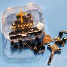 Saint Benedict First Communion Black Faceted Rosary 19.5"L + Vinyl Rosary Case Saint Benedict First Communion Black Faceted Rosary 19.5"L + Vinyl Rosary Case