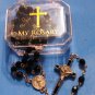Saint Benedict First Communion Black Faceted Rosary 19.5"L + Vinyl Rosary Case
