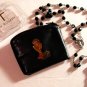 Saint Benedict First Communion Black Faceted Rosary 19.5"L + Vinyl Rosary Case