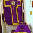 Purple Chalice Chasuble Set Vestment Fiddleback 5 Pcs + Maniple,Stole,Veil,Burse
