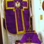 Purple Chalice Chasuble Set Vestment Fiddleback 5 Pcs + Maniple,Stole,Veil,Burse