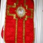 Red Fiddleback Chasuble Vestment Set Maniple, Stole, Chalice Veil, Burse NEW
