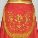 Red Cope Vestment with Stole Gold Embroidery Satin Lined Traditional Catholic