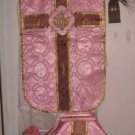 Rose Chasuble Set Vestment Fiddleback Catholic NEW + Veil,Stole,Maniple,Burse