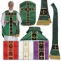 Catholic White Fiddleback Chasuble Set  + Stole Maniple Burse Veil Latin Mass