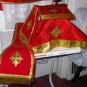 Red Chasuble Vestment Fiddleback 5 Piece Latin Mass NEW Gold Orphrey Embroidery