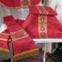 Red Chasuble Set Fiddleback Vestment Latin Mass NEW + Maniple,Stole,Veil, Burse