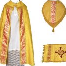 Gold Cope Vestment Satin Lined Traditional Catholic + Embroidered Humeral Veil
