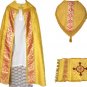 Gold Cope Vestment Satin Lined Traditional Catholic + Embroidered Humeral Veil
