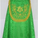 Green Cope Vestment with Stole Gold Embroidery Satin Lined Traditional Catholic