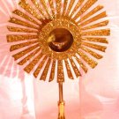Catholic Brass Cross Monstrance with 24KT Gold Plated Luna 30"H x 9"W