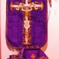 Agnus Dei Purple Chasuble Vestment Fiddleback 5 Pcs+Maniple,Stole,Veil,Burse