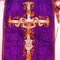 Agnus Dei Purple Chasuble Vestment Fiddleback 5 Pcs+Maniple,Stole,Veil,Burse