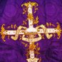 Agnus Dei Purple Chasuble Vestment Fiddleback 5 Pcs+Maniple,Stole,Veil,Burse