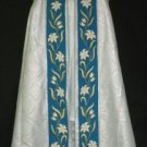 Marian Cope White Silver Brocade and Blue w/Lilies Orphrey+ Humeral Veil Latin Marian Cope White Silver Brocade and Blue w/Lilies Orphrey+ Humeral Veil Latin