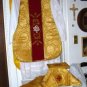 Gold Chasuble Vestment Fiddleback + Humeral Veil NEW+Maniple,Stole,Veil,Burse