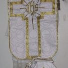 White Chasuble Set Fiddleback Vestment Latin Mass + Stole,Maniple,Veil, Burse
