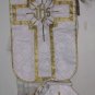 White Chasuble Set Fiddleback Vestment Latin Mass + Stole,Maniple,Veil, Burse