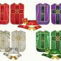 Red, Green, White, Purple Chasuble Jacquard Fabric Fiddleback Vestment Set Lot