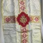 Gold Brocade Fiddleback Chasuble Vestment Set + Stole, Maniple, Veil, Burse