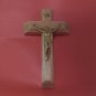 Vintage Sick Call Crucifix Oak Wood Candles Holy Water Bottle Gold Corpus Lovely