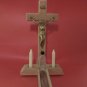 Vintage Sick Call Crucifix Oak Wood Candles Holy Water Bottle Gold Corpus Lovely