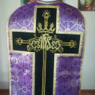Purple Brocade Damask Fiddleback Chasuble Set + Stole, Maniple, Burse, Veil NEW Purple Brocade Damask Fiddleback Chasuble Set + Stole, Maniple, Burse, Veil NEW