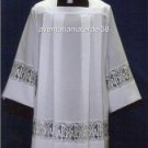 Square Yoke Surplice w/ Lace Alpha Omega/Chi Rho Insertion Smooth Cotton Poplin