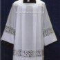Square Yoke Surplice w/ Lace Alpha Omega/Chi Rho Insertion Smooth Cotton Poplin