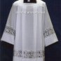 Square Yoke Surplice w/ Lace Alpha Omega/Chi Rho Insertion Smooth Cotton Poplin