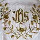 Humeral Veil Embroidered Vestment White Damask Satin Lined Pockets Latin Mass
