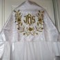 Humeral Veil Embroidered Vestment White Damask Satin Lined Pockets Latin Mass