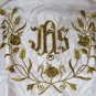Humeral Veil Embroidered Vestment White Damask Satin Lined Pockets Latin Mass