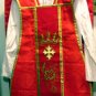 Red Fiddleback Chasuble Fancy Embroidery Vestment Set+Veil,Maniple,Stole,Burse