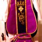 Purple Fiddleback Chasuble with Embroidery Vestment Set+Veil,Maniple,Stole,Burse
