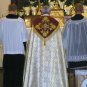 Gold Brocade Cope Vestment Satin Lined Trad Catholic Embroidered+Humeral Veil