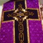 Purple Violet Chasuble Vestment Fiddleback 5 Pieces Latin Mass Jacquard Fabric
