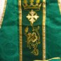 Chasuble Set Green Fiddleback Vestment Embroidered +Veil,Maniple,Stole,Burse
