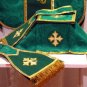 Chasuble Set Green Fiddleback Vestment Embroidered +Veil,Maniple,Stole,Burse
