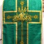 Chasuble Set Green Fiddleback Vestment Embroidered +Veil,Maniple,Stole,Burse