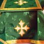 Chasuble Set Green Fiddleback Vestment Set Jacquard + Maniple,Stole,Veil,Burse