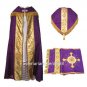 Purple Cope Vestment Satin Lined Traditional Catholic + Embroidered Humeral Veil